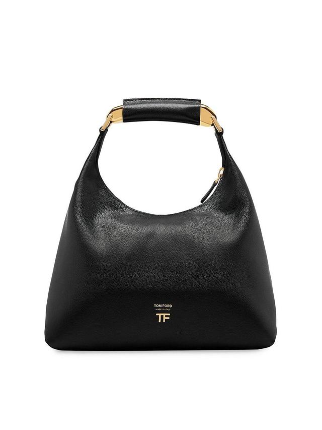 Womens Grain Leather Small Hobo Bag Product Image