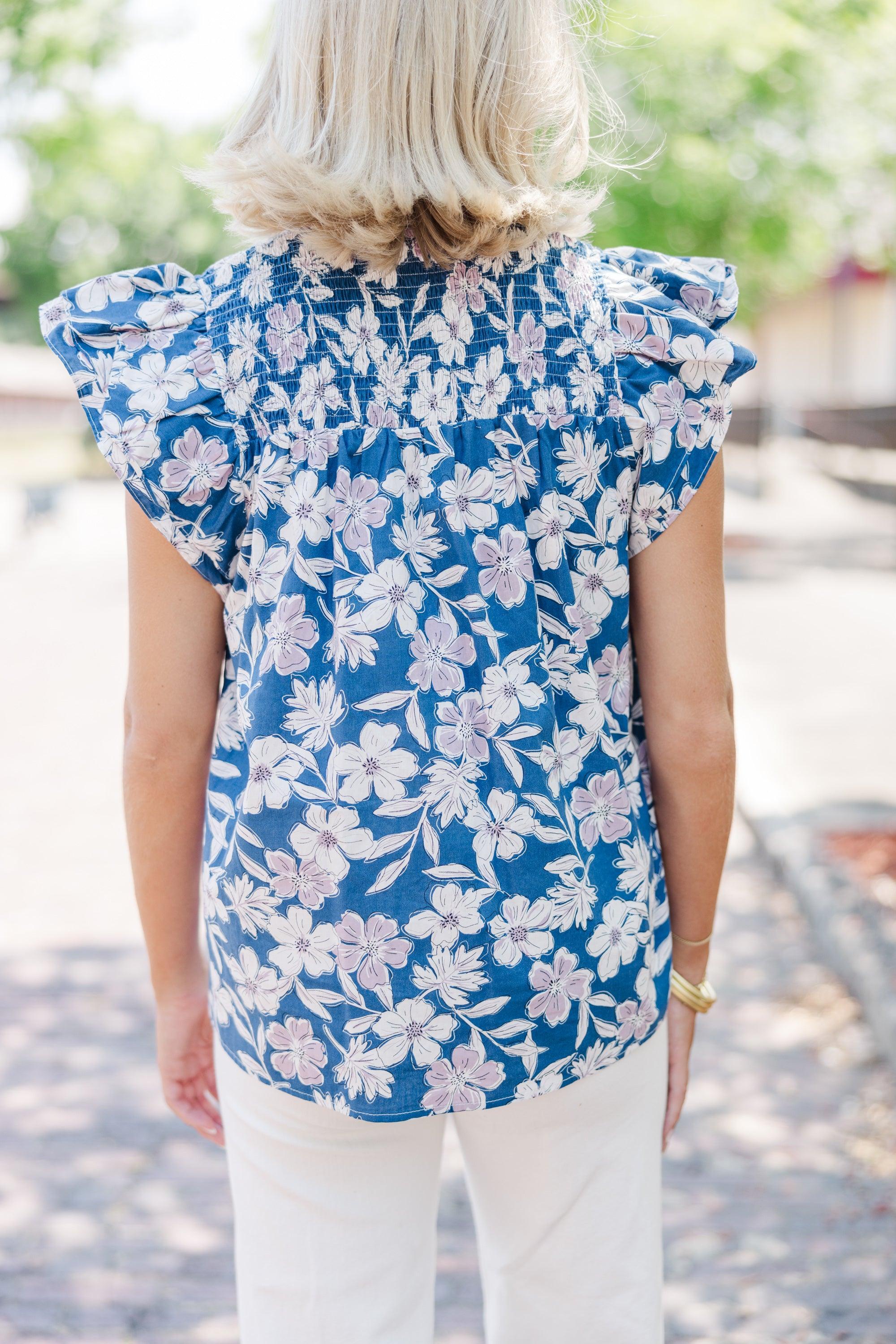 Live Out Loud Blue Floral Blouse Female Product Image