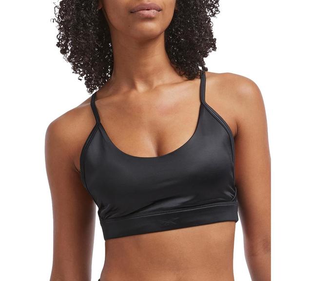 Reebok Womens Shine Lux Strappy Medium-Impact Sports Bra Product Image