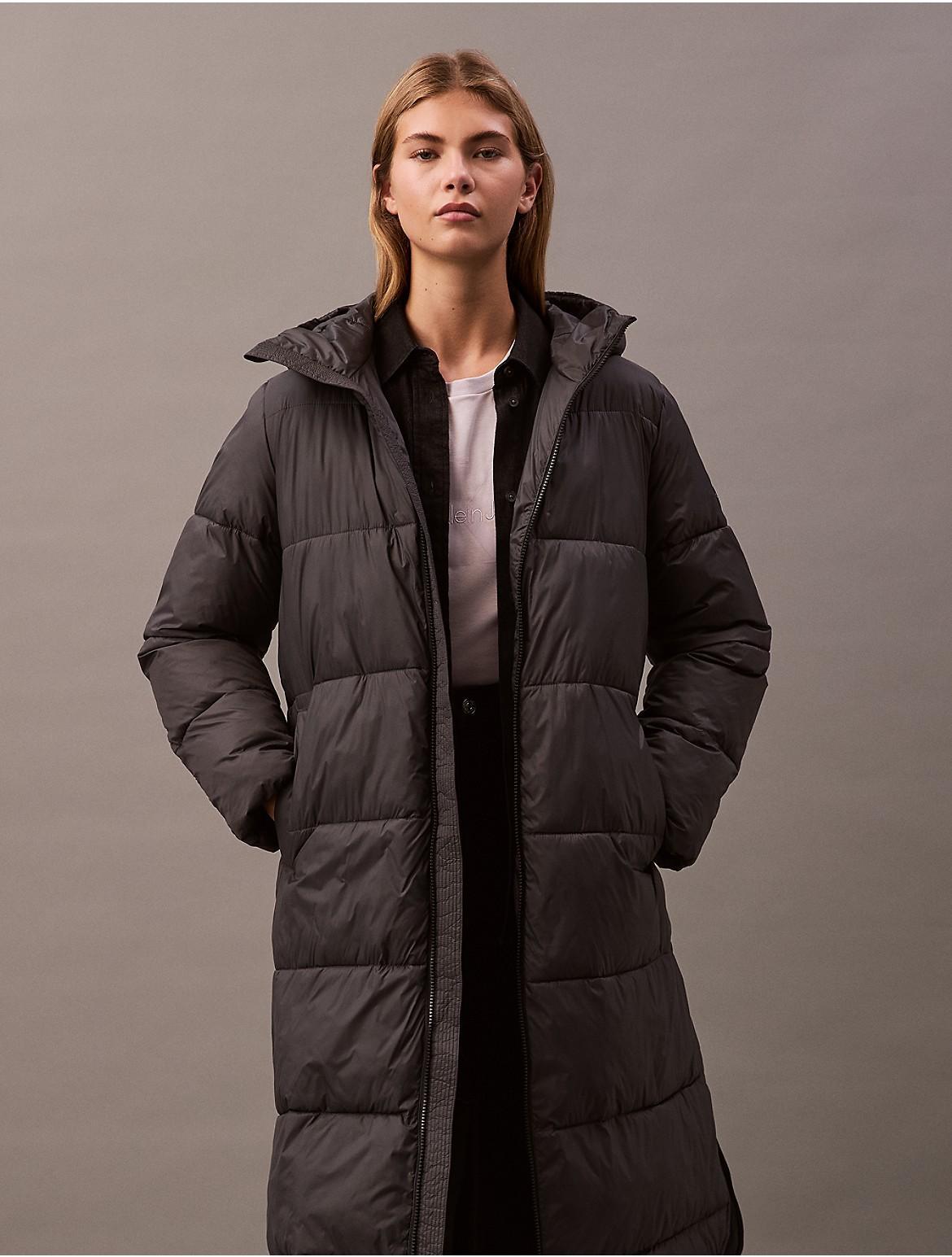 Calvin Klein Womens Hooded Puffer Jacket - Grey - XS Product Image