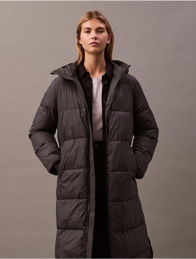 Calvin Klein Womens Hooded Puffer Jacket - Grey - XS Product Image