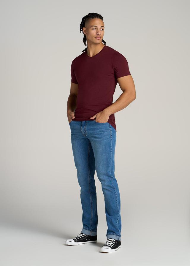 The Essential SLIM-FIT V-Neck Men's Tall Tees in Garnet Red Male Product Image