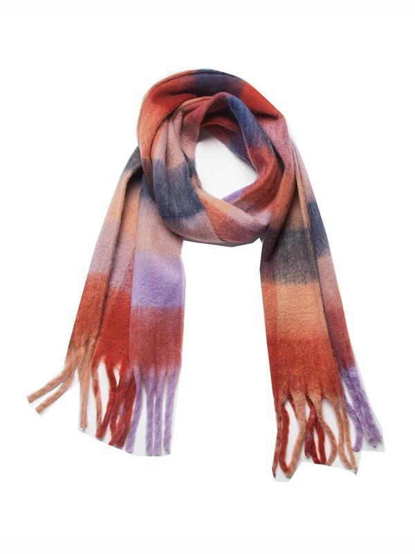 Thick Keep Warm Multi-Colored Plaid Tasseled Shawl&Scarf product image