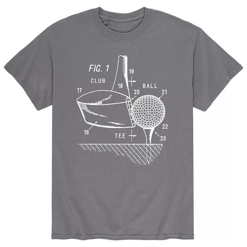 Mens Golf Club And Ball Diagram Tee Product Image