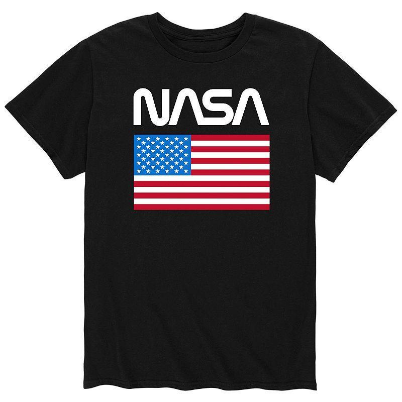 Mens NASA American Flag Tee Black Product Image