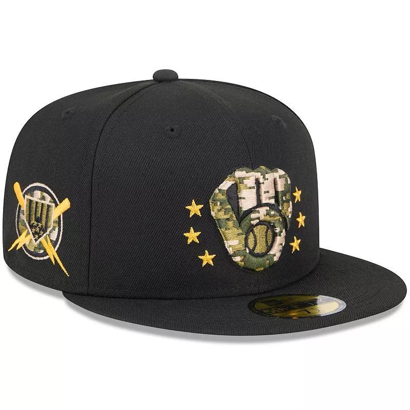 New Era Mens Black Milwaukee Brewers 2024 Armed Forces Day On-Field 59FIFTY Fitted Hat Product Image