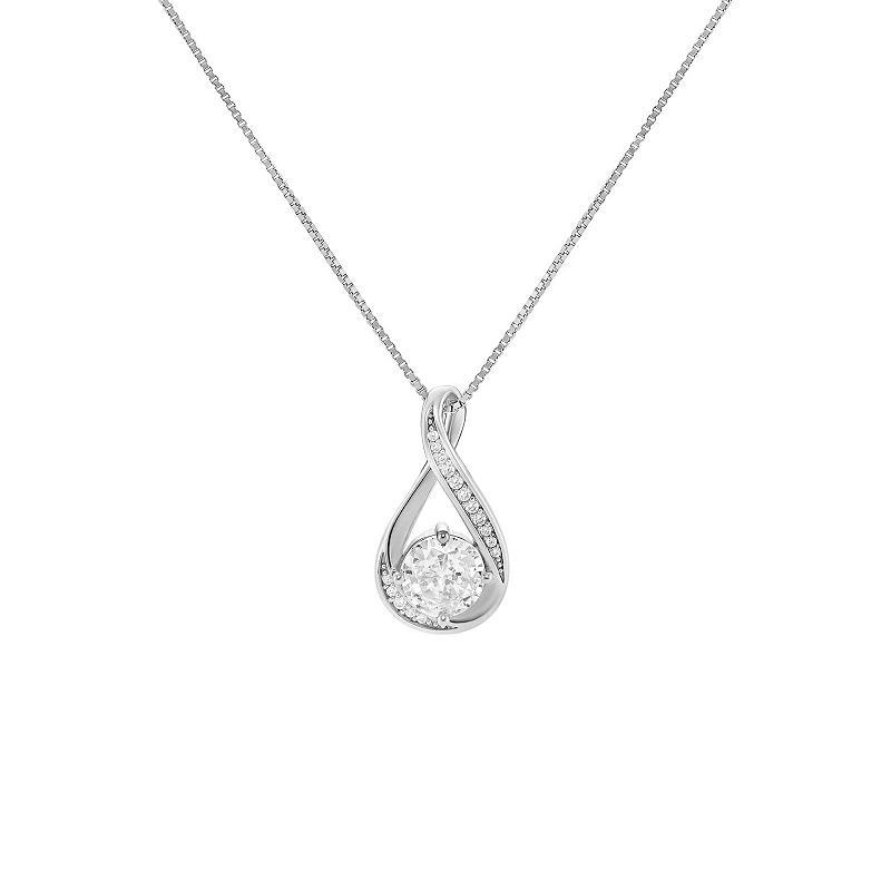 PRIMROSE Sterling Silver Cubic Zirconia Infinity Pendant Necklace, Womens Sterling Silver White Product Image