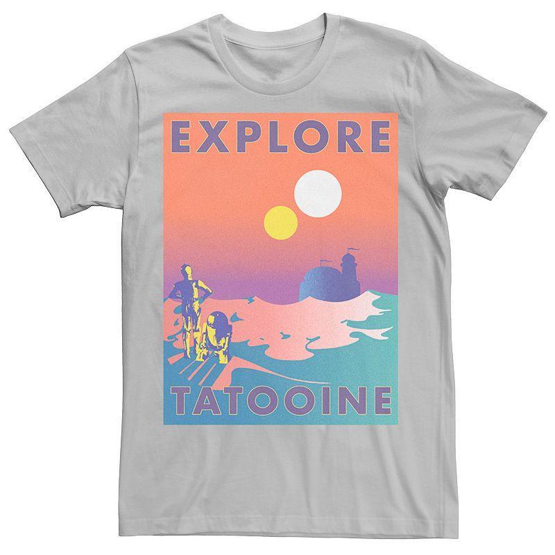 Mens Star Wars Explore Tatooine Faded Retro C-3PO & R2-D2 Poster Tee Red Product Image