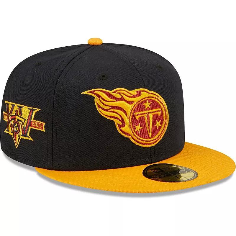 Mens New Era /Gold Tennessee Titans 15th Anniversary 59FIFTY Fitted Hat Blue Product Image