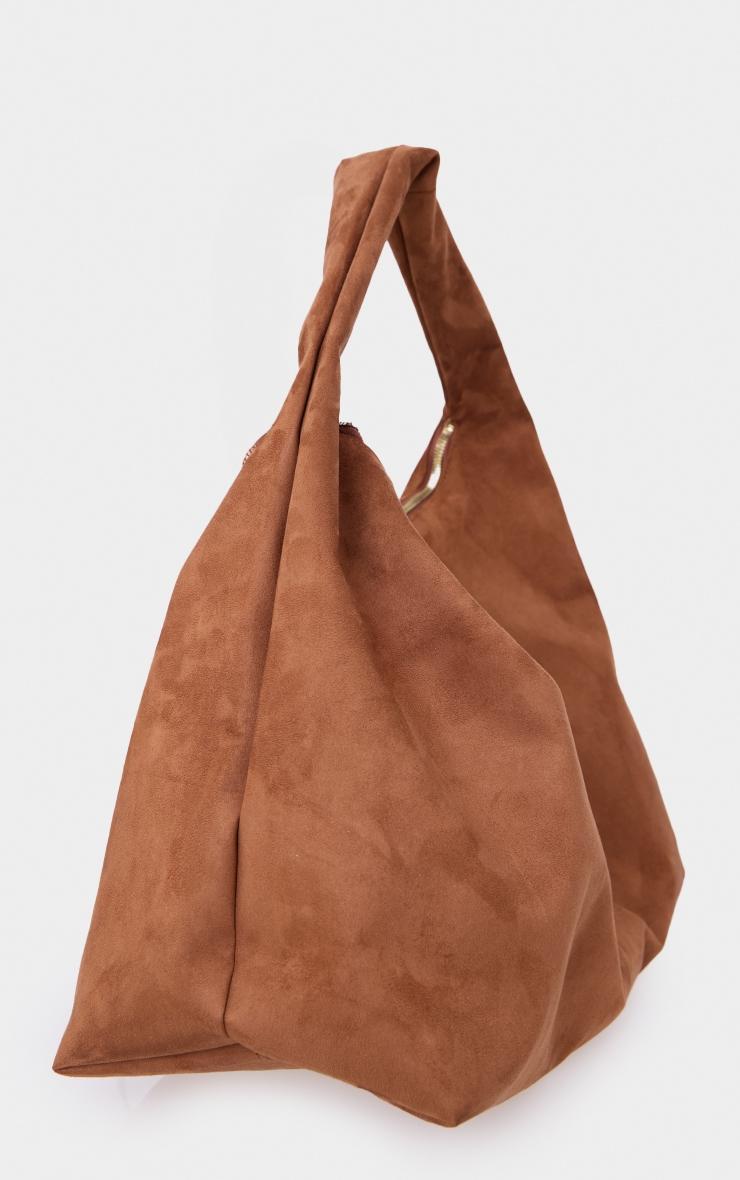 Tan Faux Suede Oversized Slouchy Tote Bag Product Image