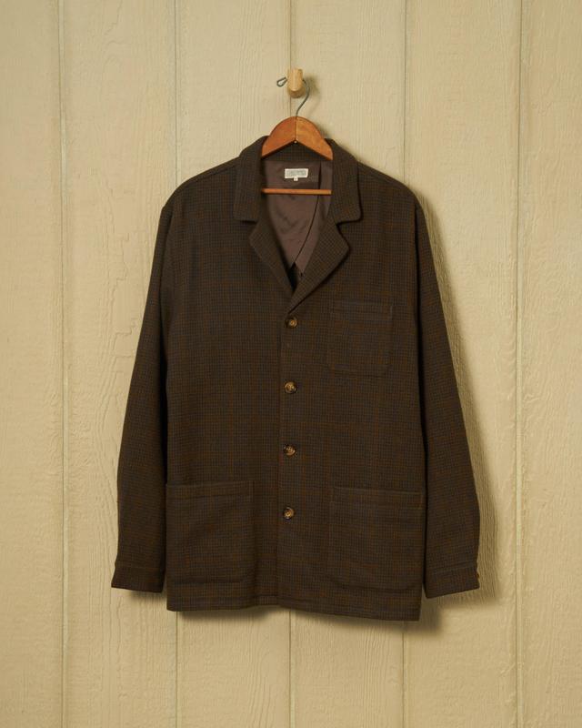 Wool Loafer Jacket in Navy/Acorn Houndstooth Product Image