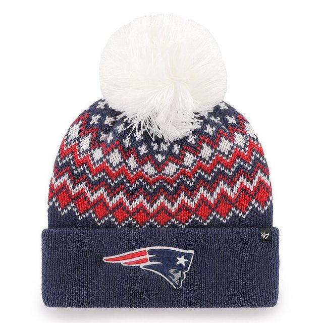 Womens 47 New England Patriots Elsa Cuffed Pom Knit with Hat, Blue Product Image