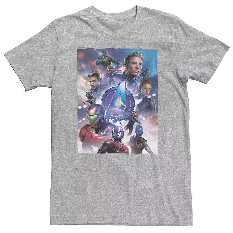 Big & Tall Marvel Avengers Endgame Main Character Poster Tee, Mens Athletic Grey Product Image