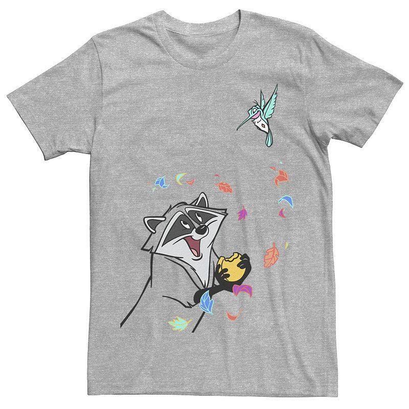 Disneys Pocahontas Meeko Mens Flit Colorful Leafs Fall Tee Athletic Grey Product Image