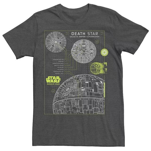 Mens Rogue One: A Star Wars Story Death Star Schematics Tee Grey Product Image