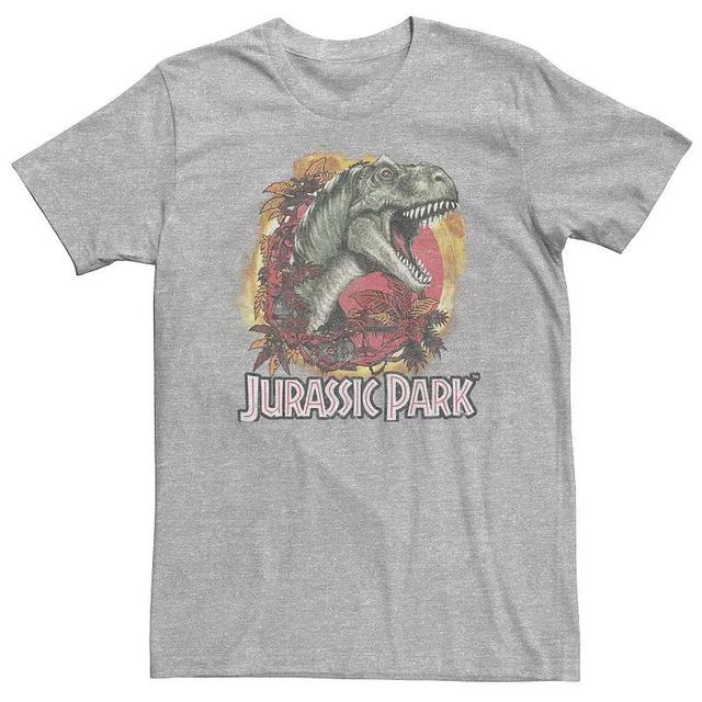 Big & Tall Jurassic Park T-Rex Explosion Tropical Logo Tee, Mens Athletic Grey Product Image