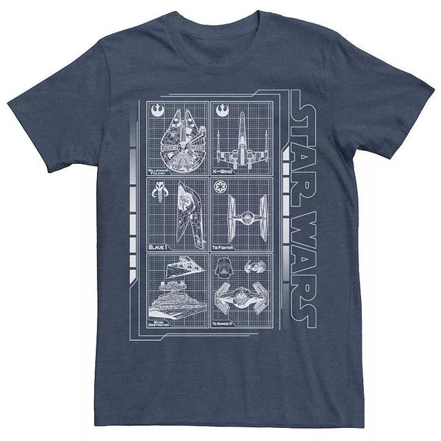 Mens Star Wars Battle Ships Schematic Tee Grey Heather Product Image