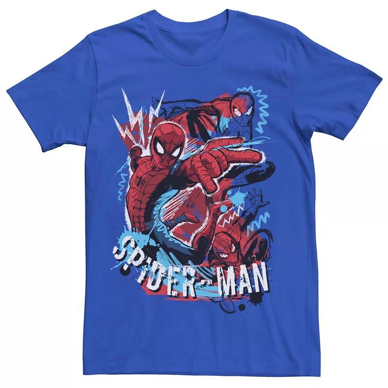 Mens Marvel Spider-Man Colorful Doodles Tee Med Blue Product Image