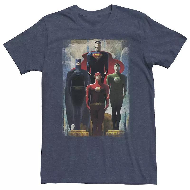 Big & Tall DC Comics Justice League Heroes Look Up Tee, Mens Navy Grey Product Image