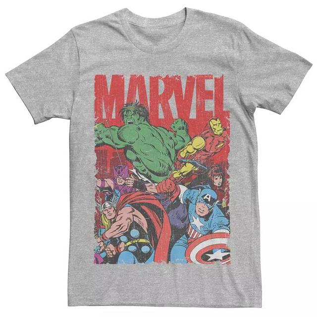 Mens Marvels Avengers Vintage Group Shot Logo Tee Athletic Grey Product Image