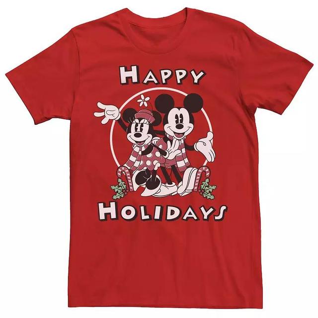 Mens Disney Mickey And Minnie Mouse Happy Holidays Christmas Tee Product Image