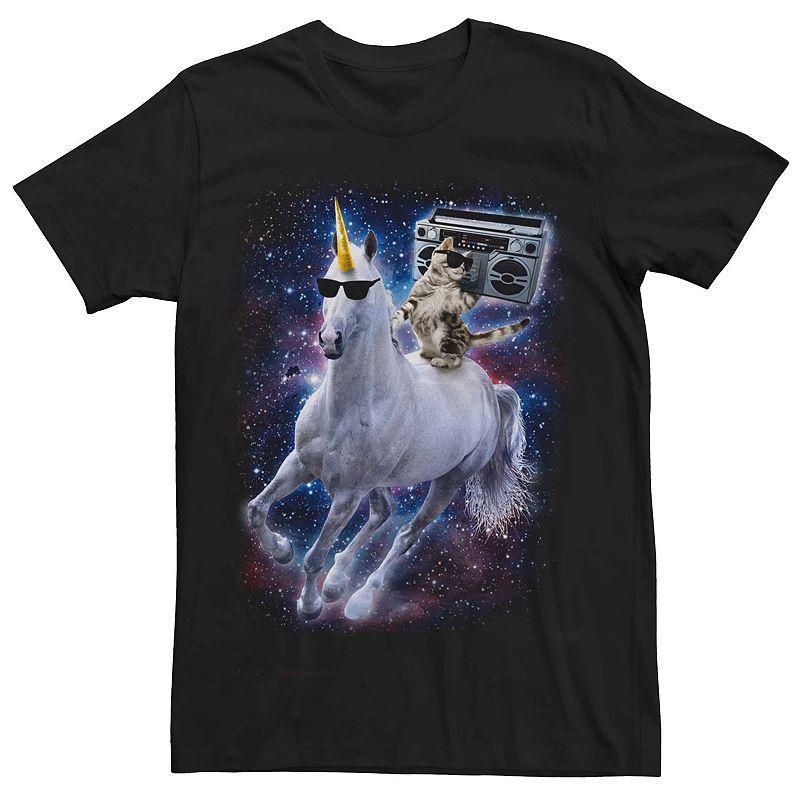 Mens Unicorn Cat Space Graphic Tee Product Image