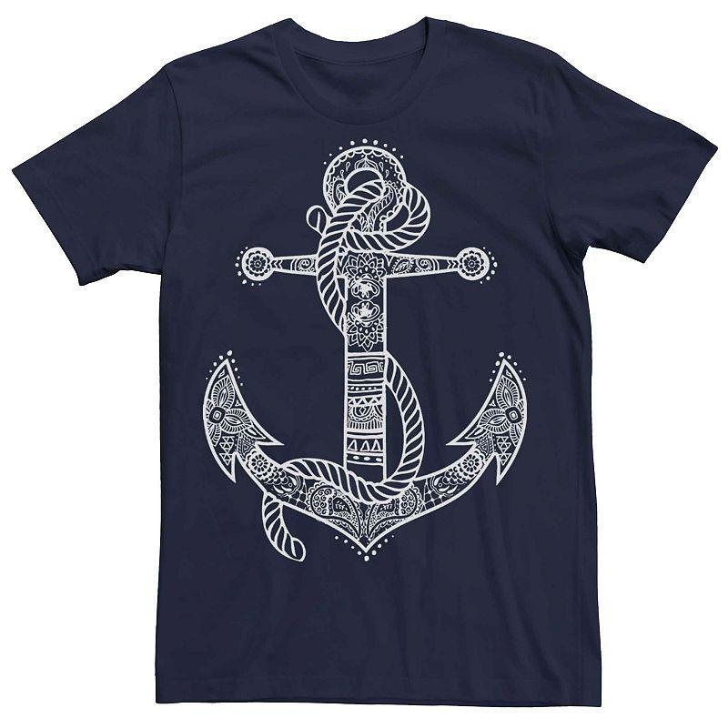 Mens Chin-Up Henna Anchor Graphic Tee Blue Product Image