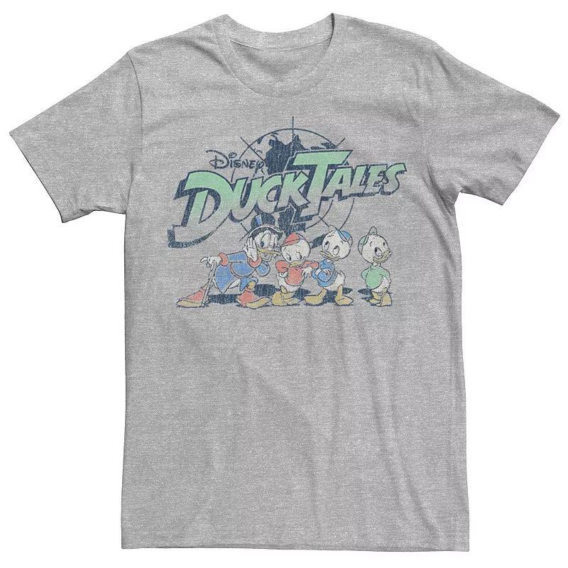 Disneys DuckTales Mens McDucks Retro Globe Logo Graphic Tee Athletic Grey Product Image