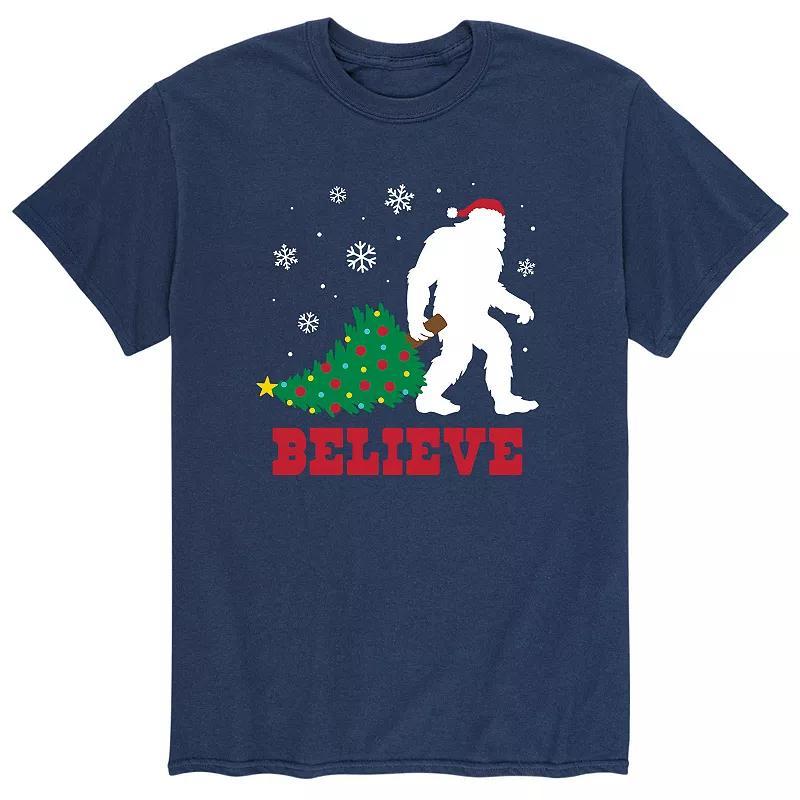 Mens Sasquatch Believe Christmas Tee Blue Product Image