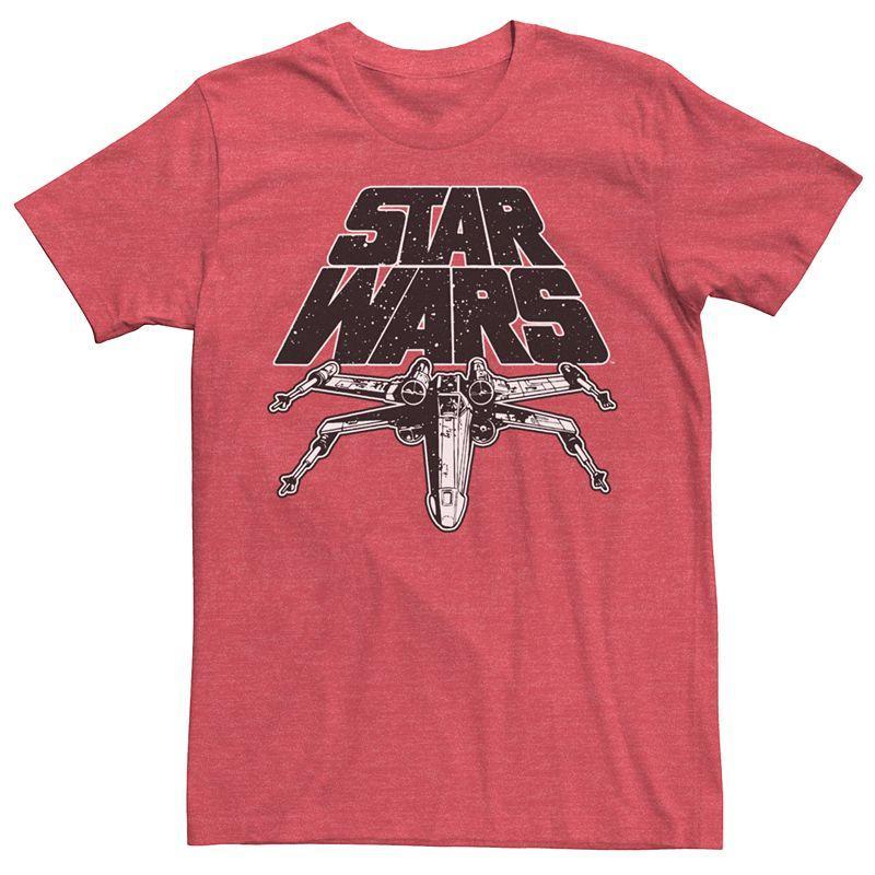 Mens Star Wars X-Wing Retro Logo Space Tee Red Grey Product Image