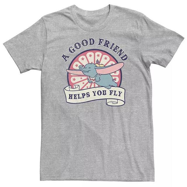 Big & Tall Disney Dumbo A Good Friend Helps You Fly Logo Poster Tee, Mens Athletic Grey Product Image