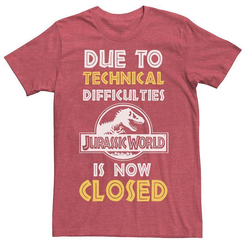 Mens Jurassic World Technical Difficulties Sign Graphic Tee Kelly Grey Product Image