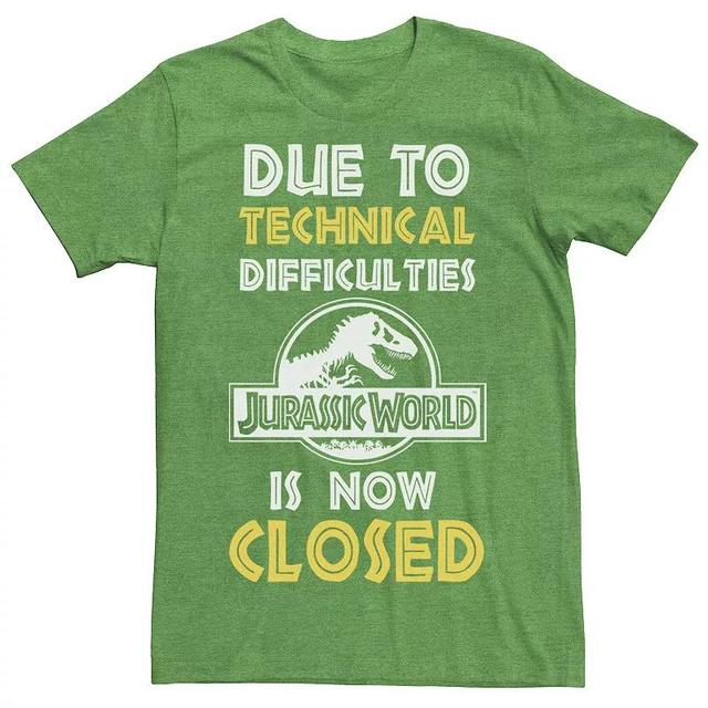 Mens Jurassic World Technical Difficulties Sign Graphic Tee Kelly Grey Product Image