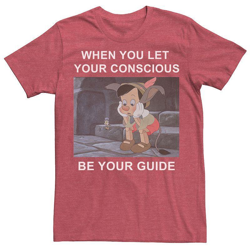 Disneys Pinocchio When You Let Your Conscious Be Your Guide Mens Tee Red Grey Product Image