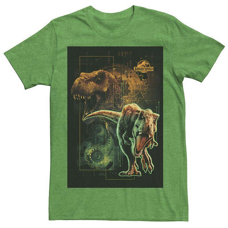 Mens Jurassic World Two T-Rex Tech Schematic Tee Green Product Image