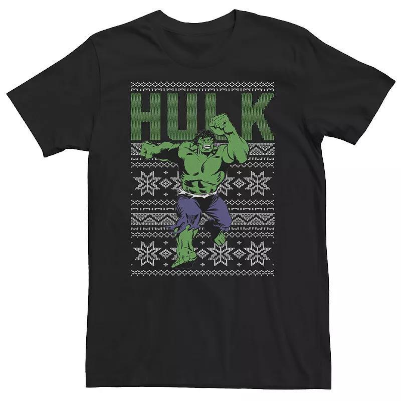 Big & Tall Marvel Hulk Ugly Christmas Sweater Tee, Mens Product Image