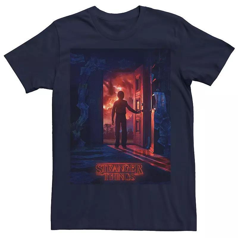 Mens Stranger Things Will Open Door Poster Tee Blue Product Image