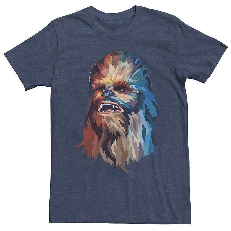 Mens Star Wars Chewbacca Low Poly Portrait Tee Navy Grey Product Image