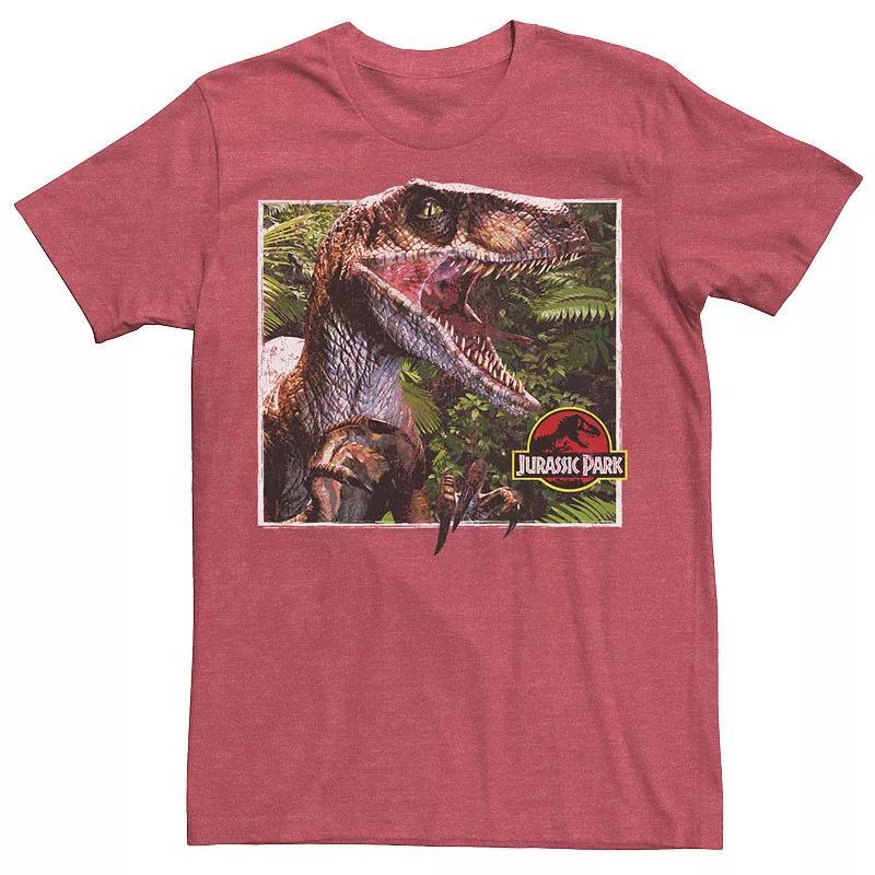 Mens Jurassic Park Raptor Coming Out Of Forest Graphic Tee Med Red Product Image