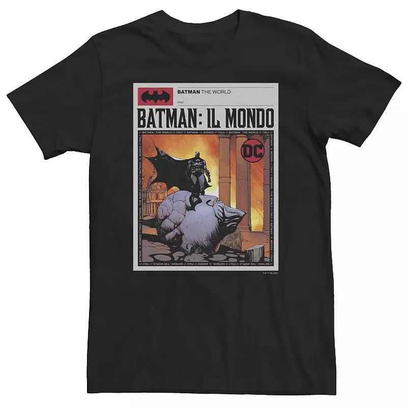 Big & Tall DC Comics Batman: Il Mondo Italy News Poster Tee, Mens Product Image