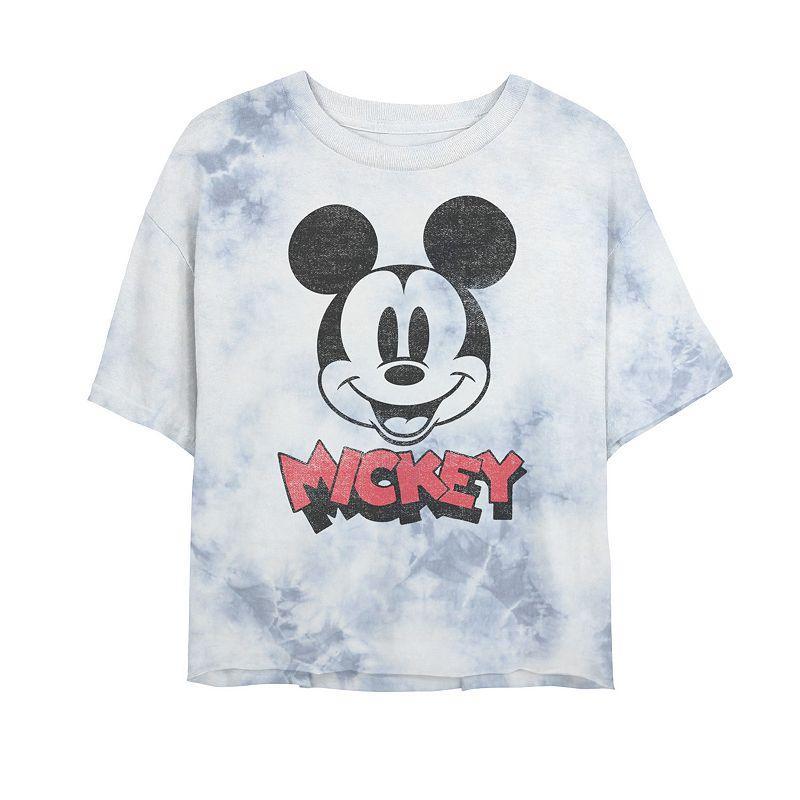 Juniors Disney Mickey And Friends Mickey Big Face Logo Bombard Wash Crop Graphic Tee, Womens Product Image