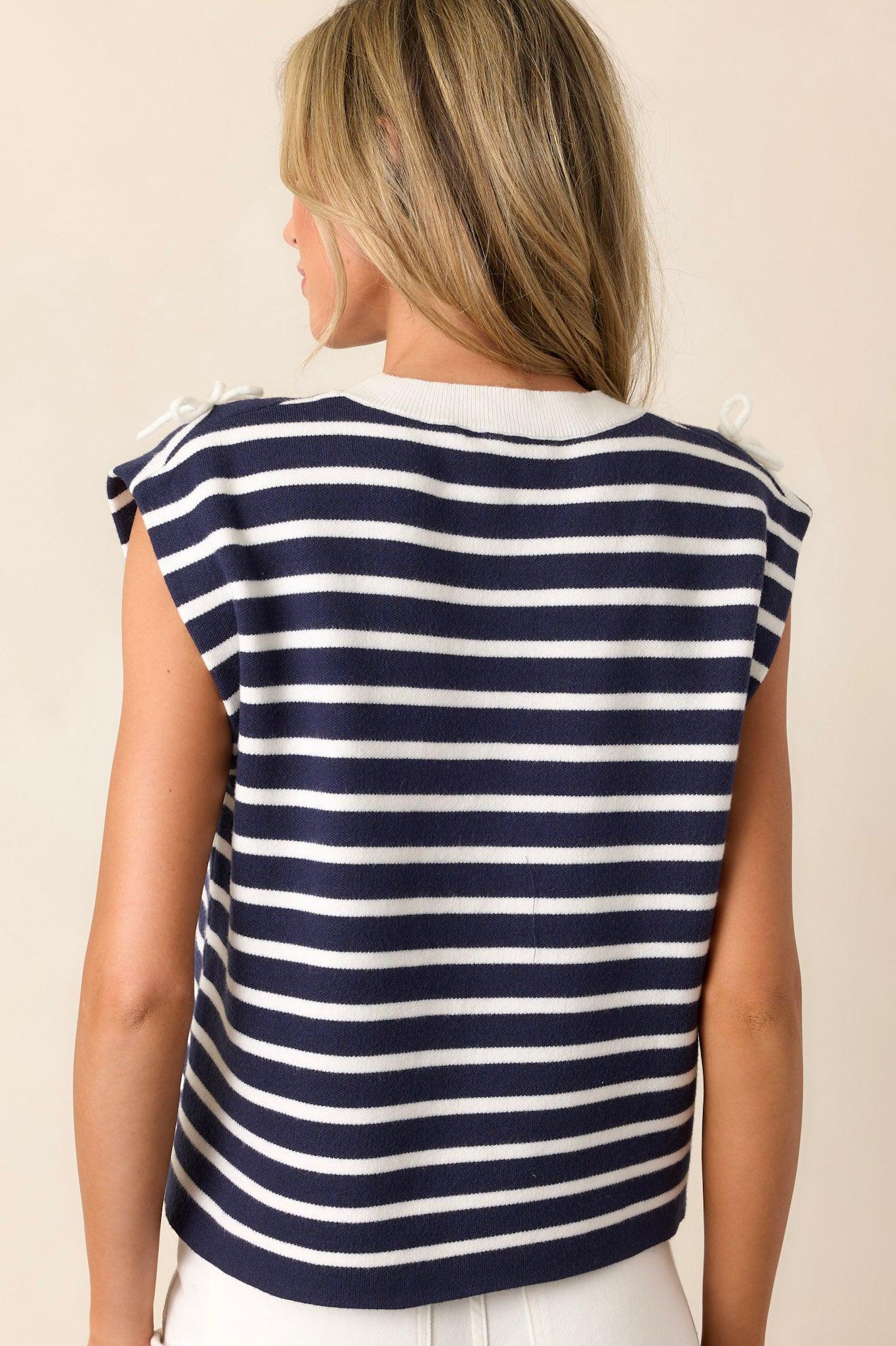 Sweet Melissa Navy Stripe Cap Sleeve Top Product Image