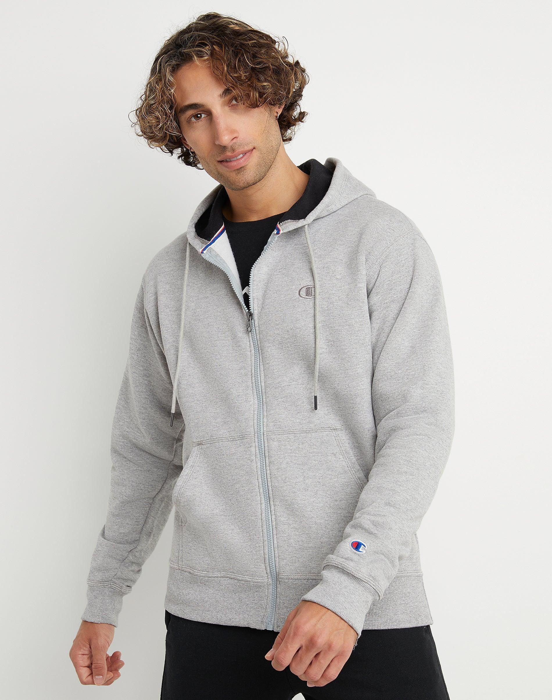 Mens Champion Fleece Powerblend Zip-Up Hoodie Black Product Image