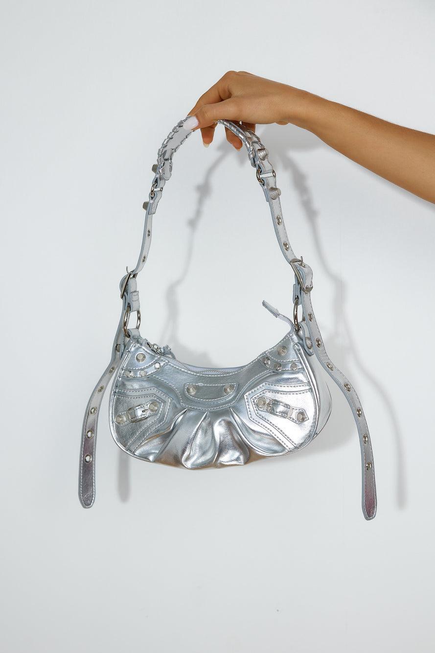 BILLINI Elly Shoulder Bag Silver Crinkle Patent Product Image