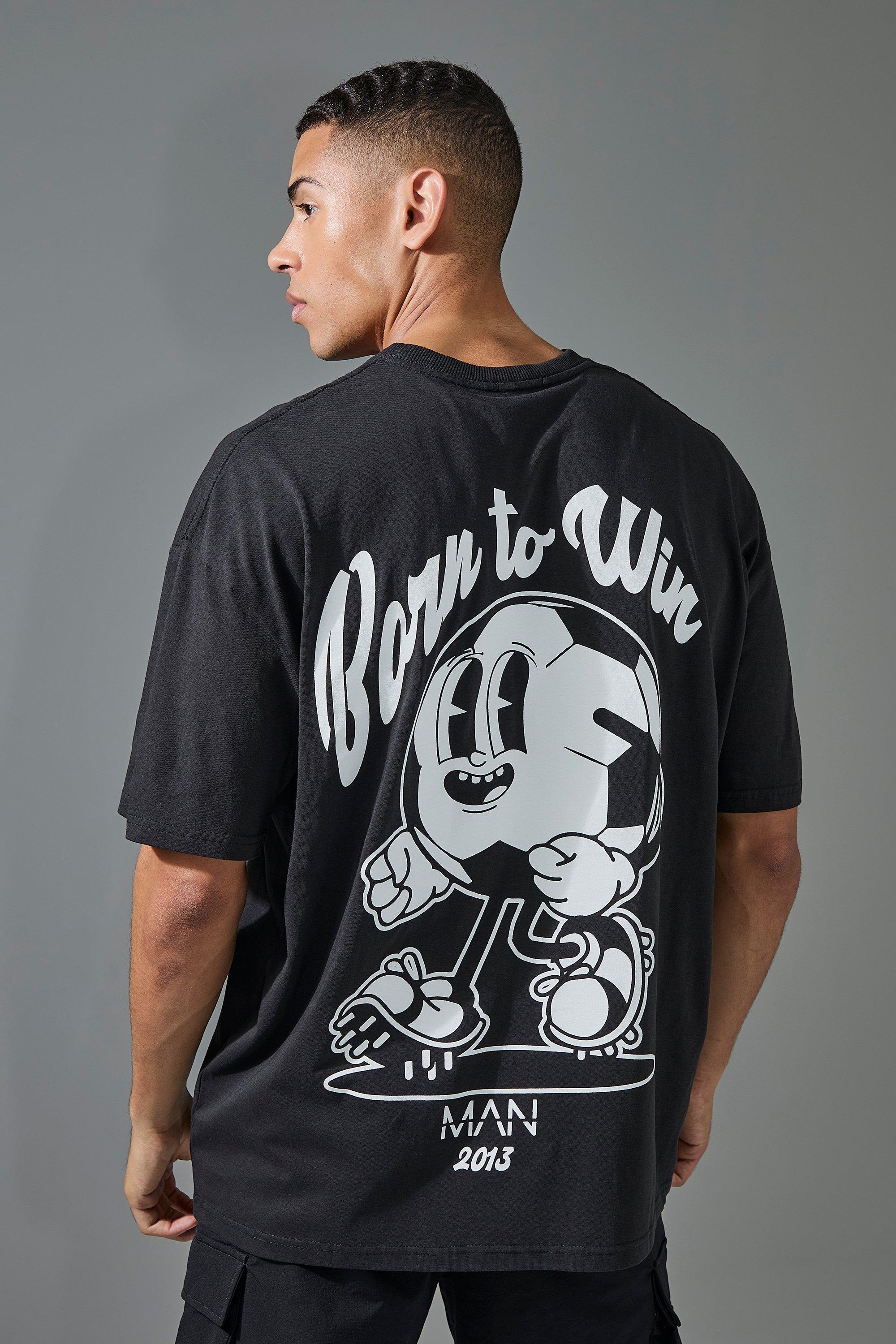 Man Active Born to Win Football Oversized T-shirt | boohooMAN USA Product Image