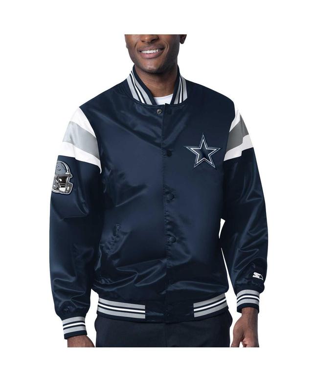 Mens Starter Dallas Cowboys Satin Varsity Full-Snap Jacket Blue Product Image