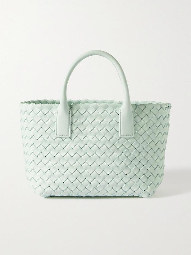 BOTTEGA VENETA Cabat Mini Intrecciato Leather Tote In White Product Image