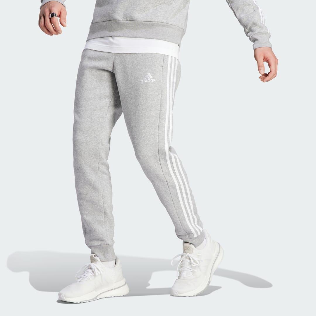 adidas Essentials Fleece 3-Stripes Tapered Cuff Pants Medium Grey Heather S Mens Product Image