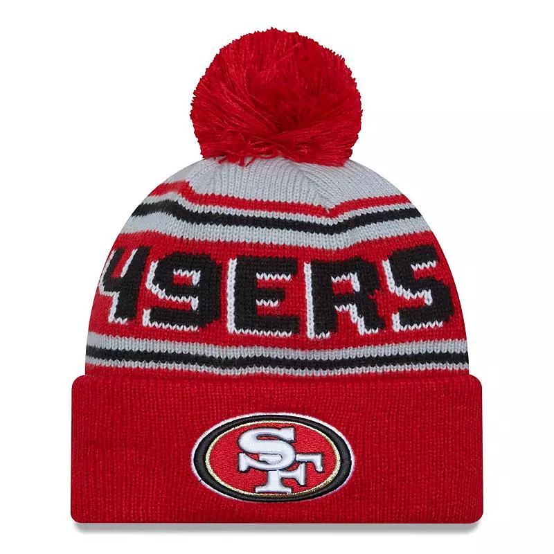 Mens New Era Scarlet San Francisco 49ers Main Cuffed Knit Hat with Pom Product Image