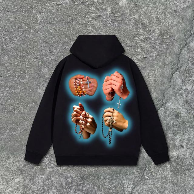 Gospel & Hand Of Prayer - Grace Printed Pattern Pockets Hoodie Product Image